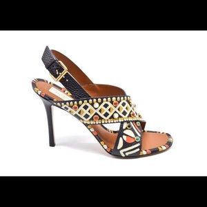 Valentino Black Multi Leather Primitive Heels